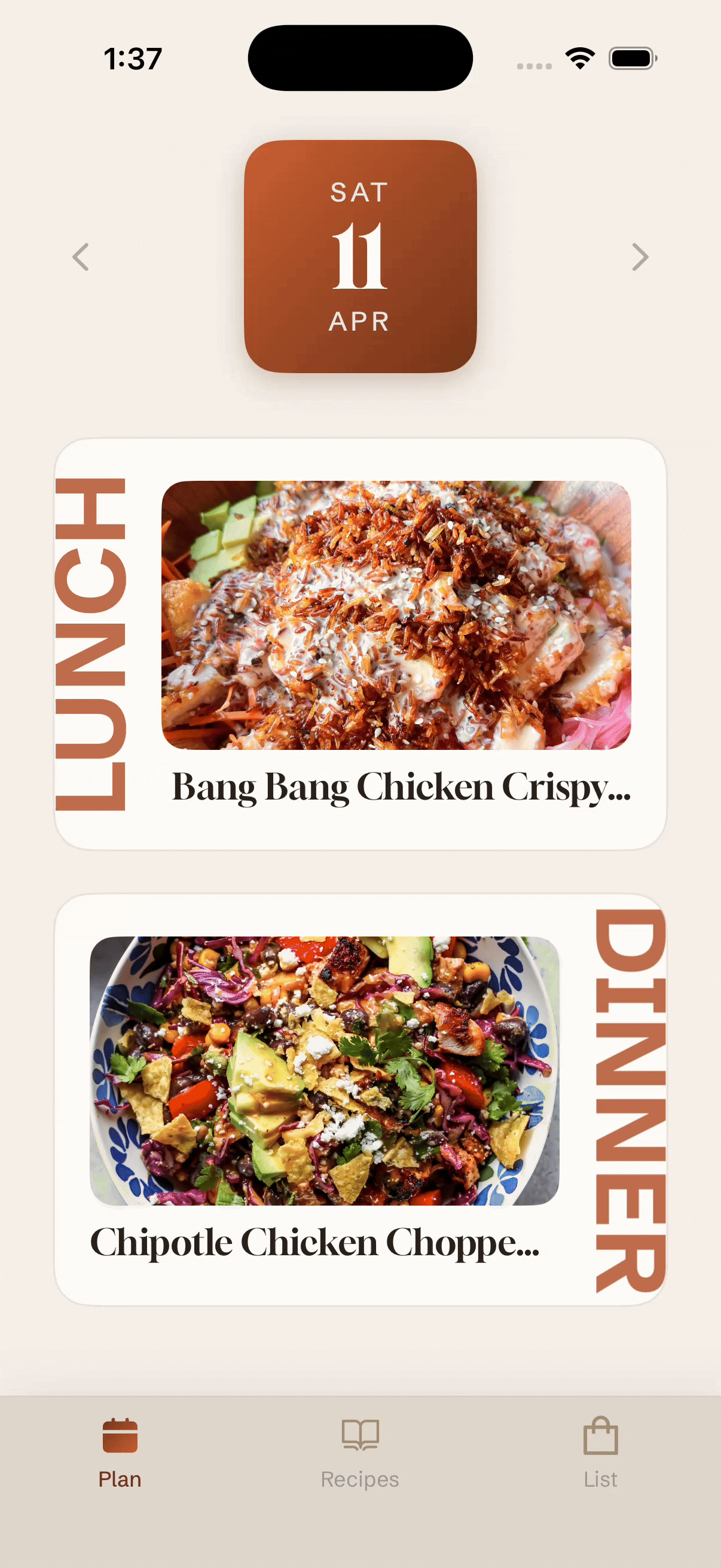 Sage meal planner app demo